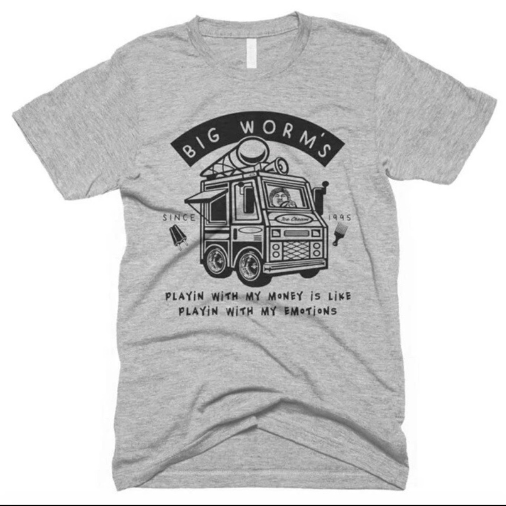 Big Worm T-Shirt, Funny Movie Shirt, Friday Shirt, Ice Cream T-Shirt Size Small